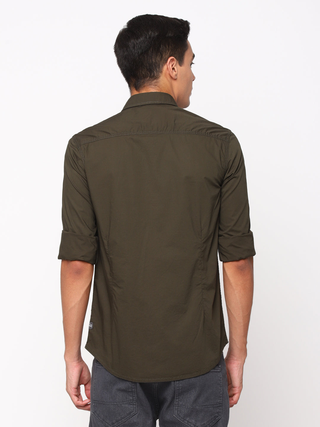 Dark green best sale plain shirt