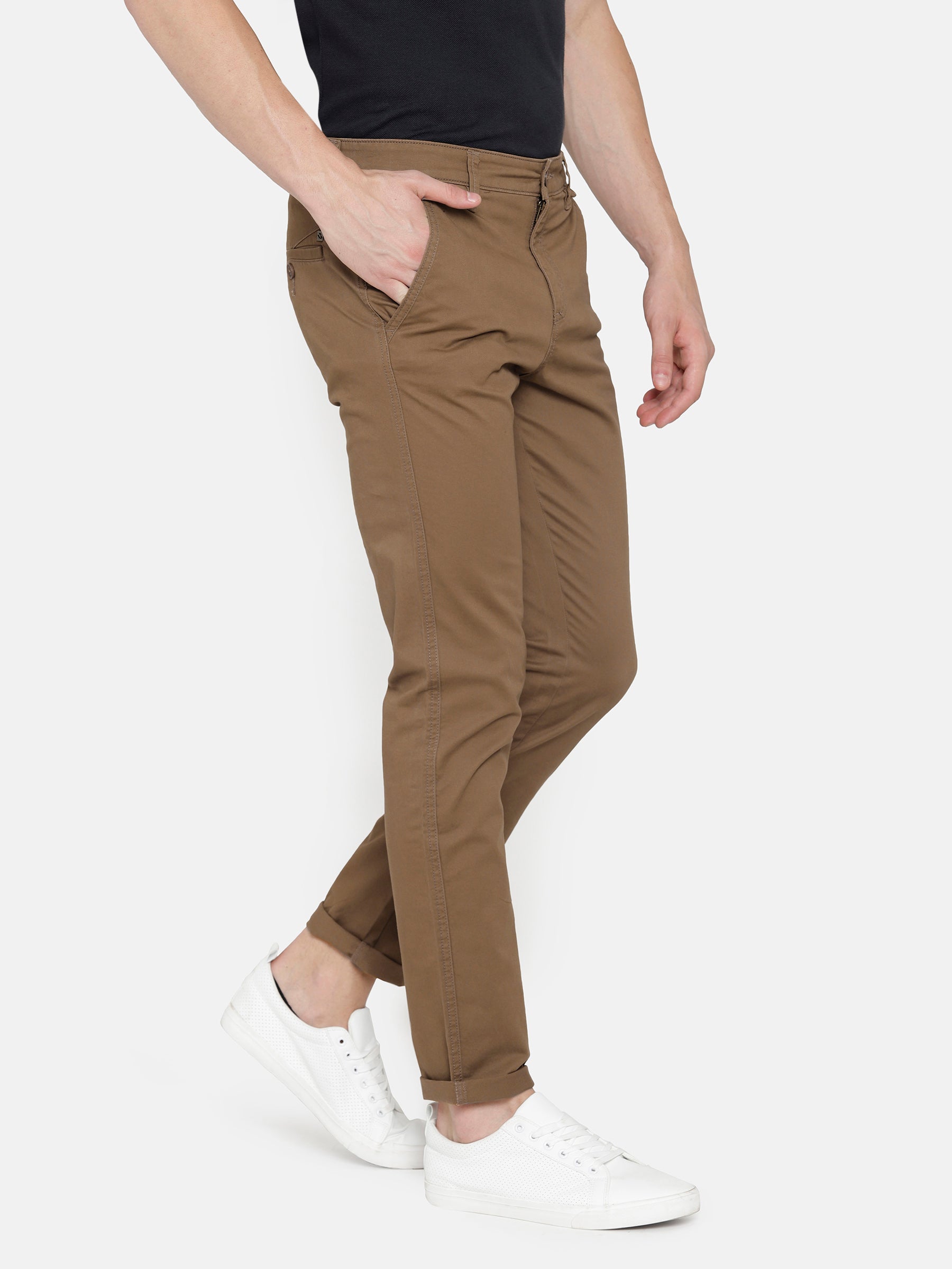 Cantabil Men Light Brown Trousers