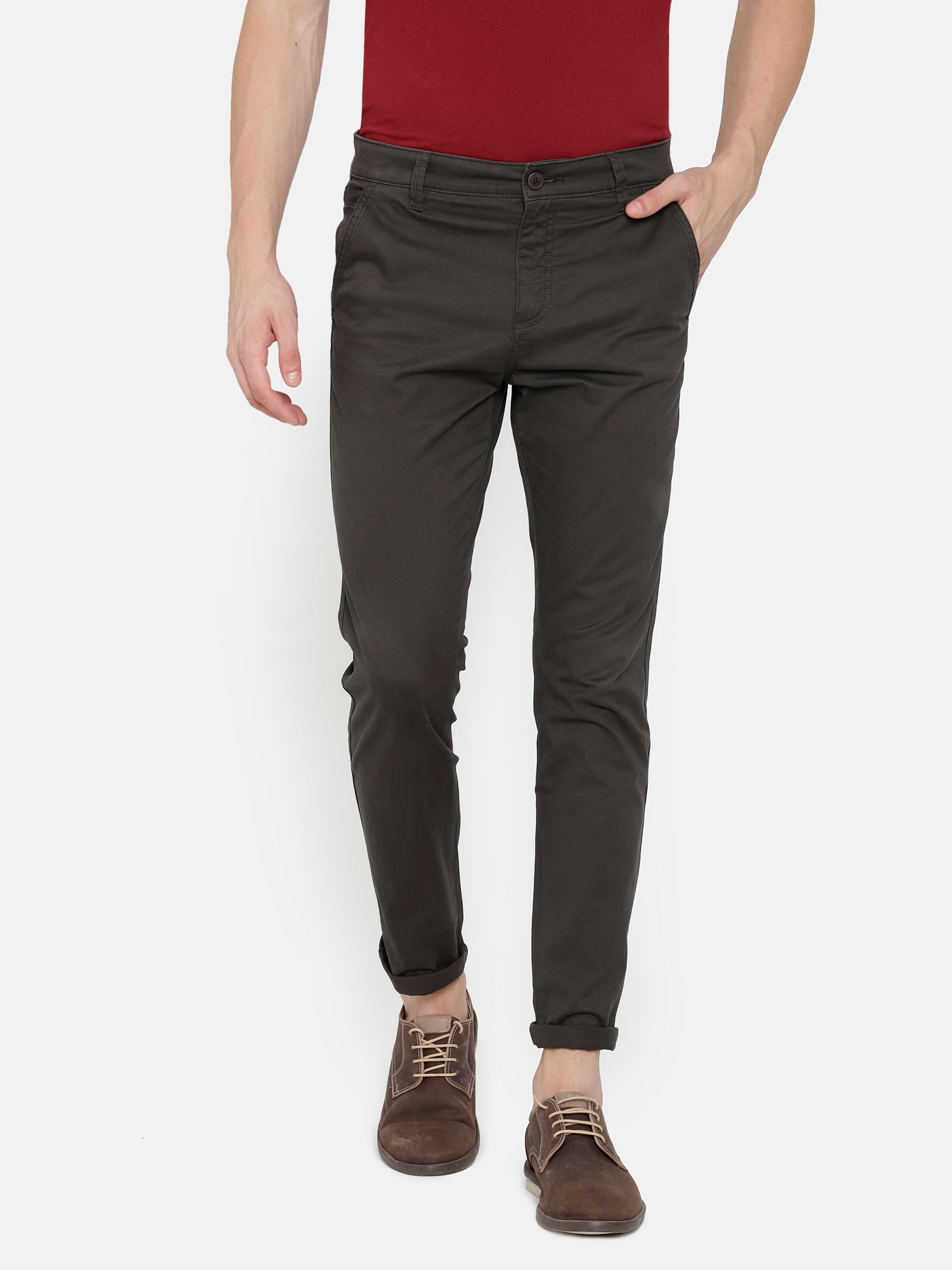 Solid Color Cotton Pant in Dark Grey  BMX63
